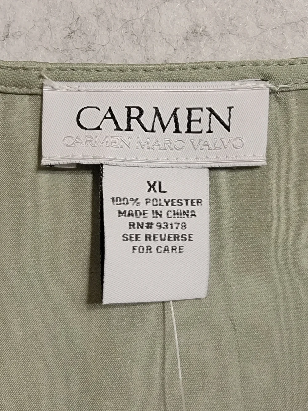 NWT Carmen Womens XL Sage Green Silky V-Neck Long Sleeve Blouse Top - Picture 12 of 16